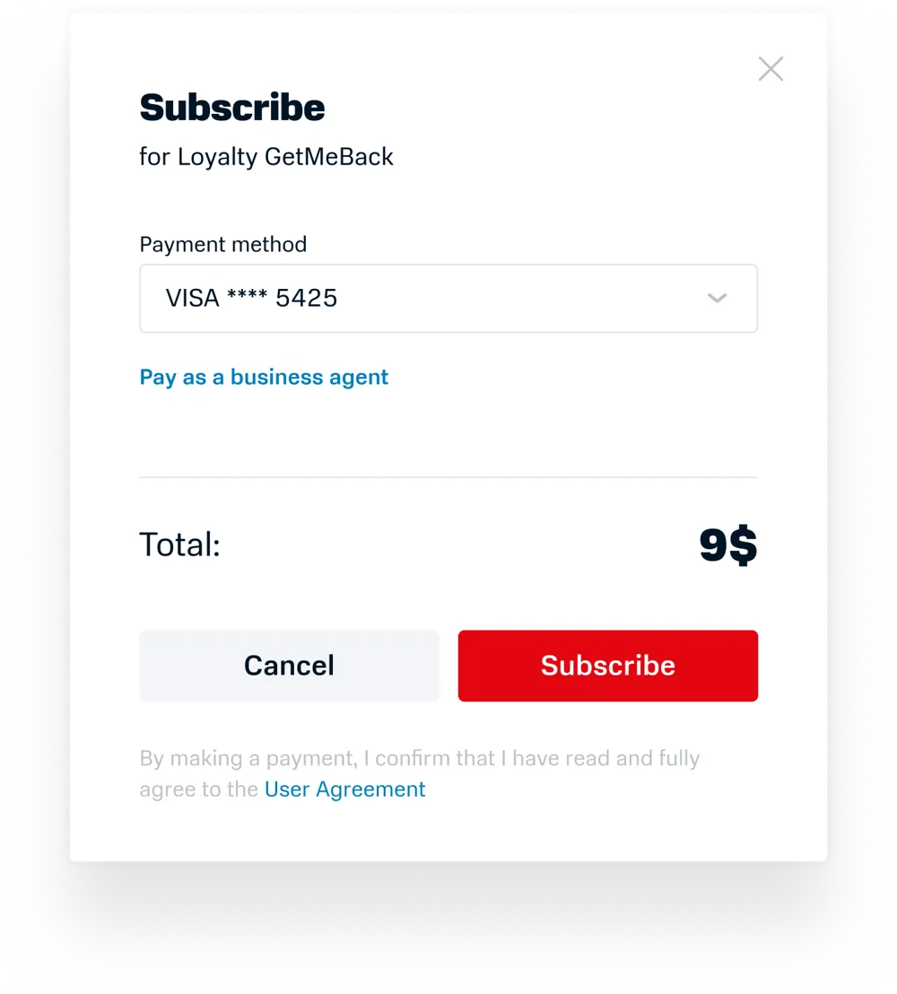Subscribing to the service after the trial
